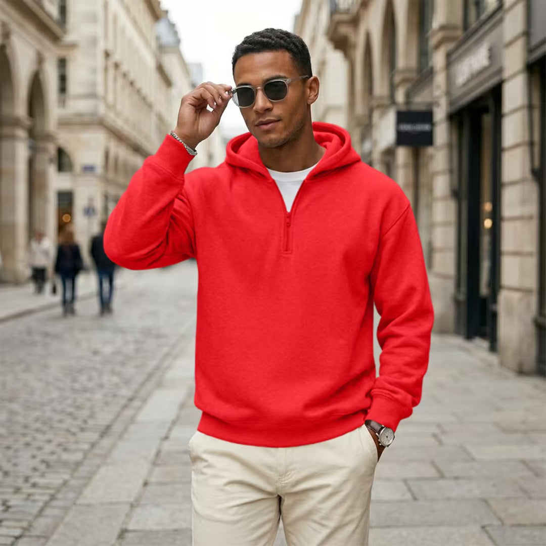 Quarter Zip Hoodie Relaxed Fit Pullover Top