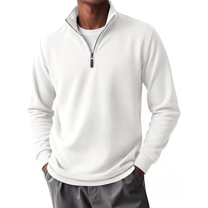 Men Zip Collar Fleece Sweatshirt