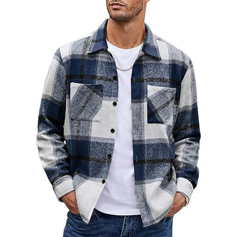 Collared plaid shirt coat