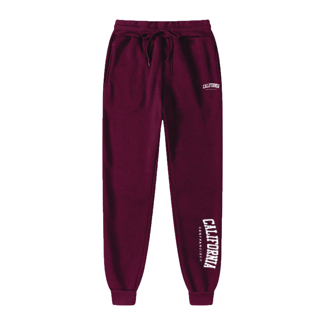Men Warm Fleece Letter Print Jogger Pants