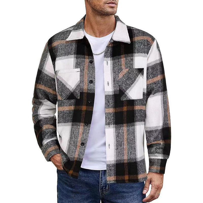 Collared plaid shirt coat