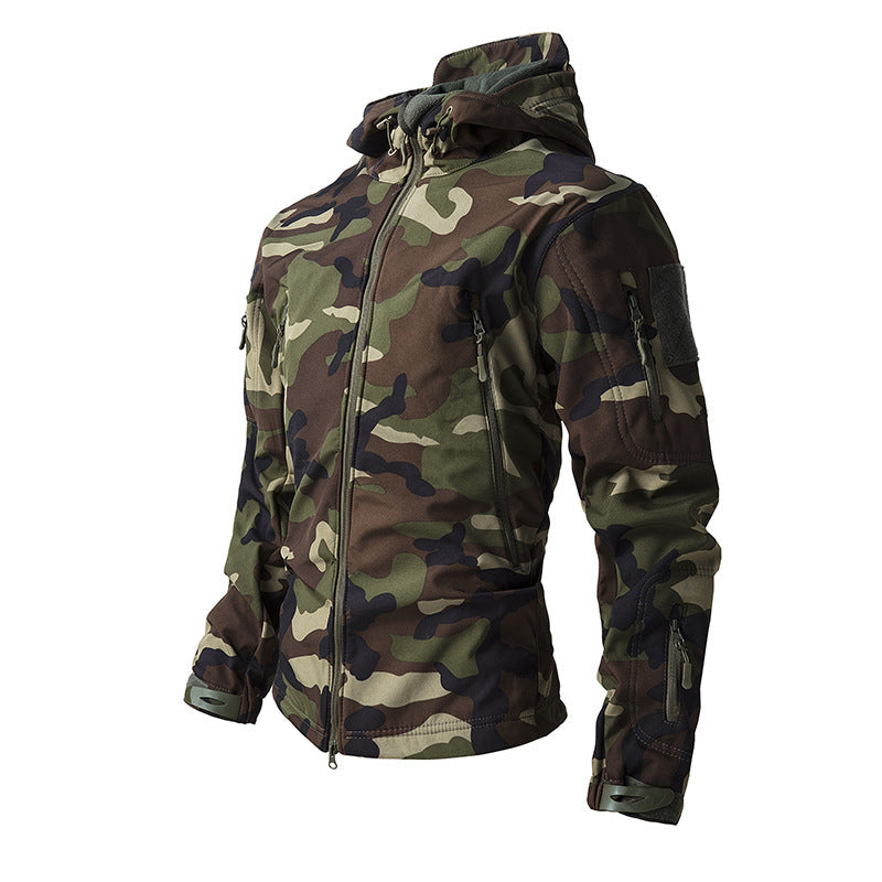Multi Zip Pocket Outdoor Tactical Hooded Jacket
