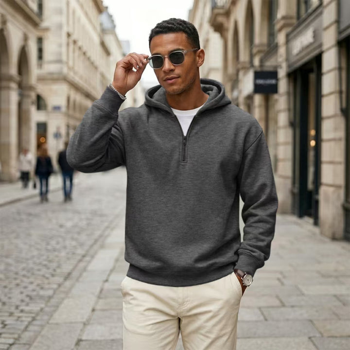 Quarter Zip Hoodie Relaxed Fit Pullover Top