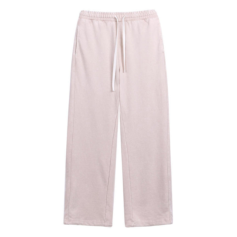 Washed Drawstring Wide-Leg Casual Trousers