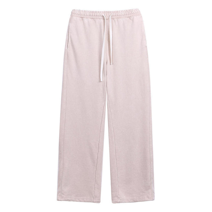 Washed Drawstring Wide-Leg Casual Trousers