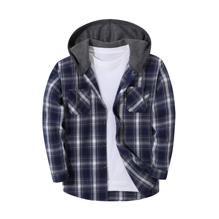 Hooded Plaid Button Down Flannel Shirt