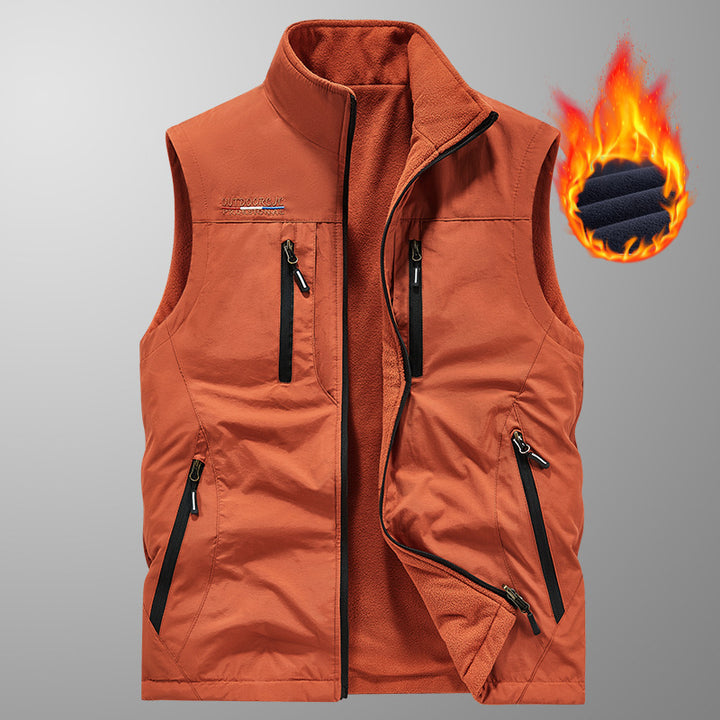 Men Fall Winter Reversible Fleece Lined Vest