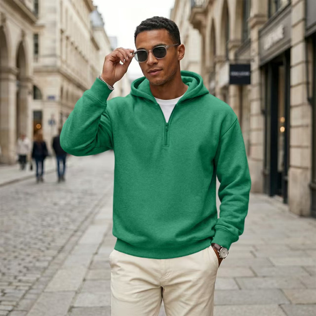 Quarter Zip Hoodie Relaxed Fit Pullover Top