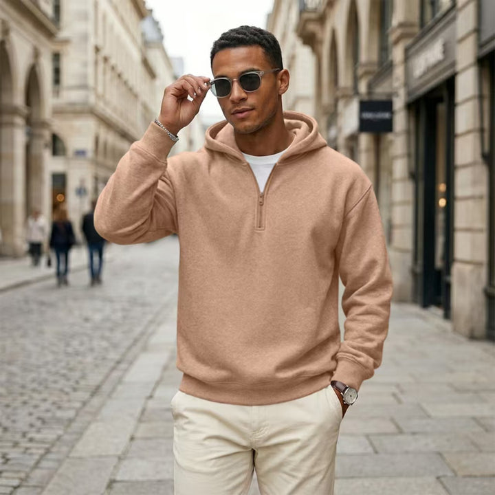 Quarter Zip Hoodie Relaxed Fit Pullover Top