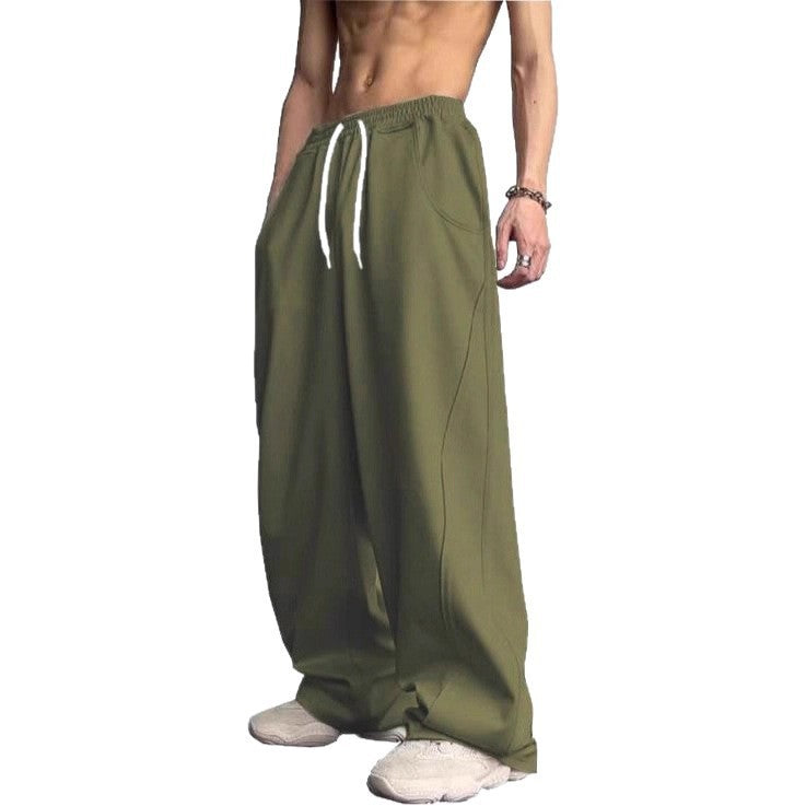 Men's solid color loose straight leg casual pants