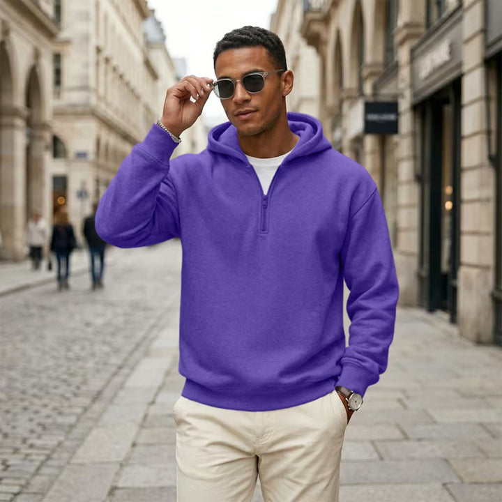 Quarter Zip Hoodie Relaxed Fit Pullover Top