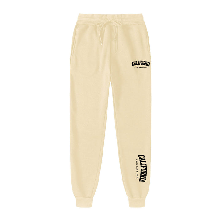 Men Warm Fleece Letter Print Jogger Pants