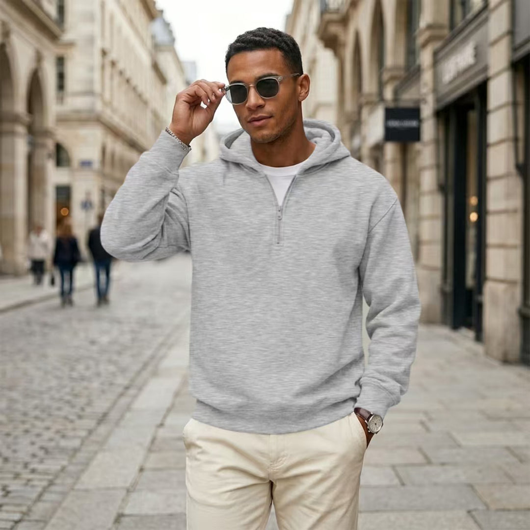 Quarter Zip Hoodie Relaxed Fit Pullover Top