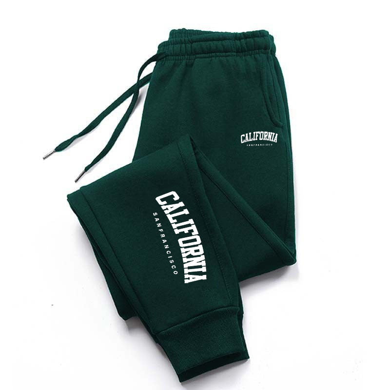 Men Warm Fleece Letter Print Jogger Pants