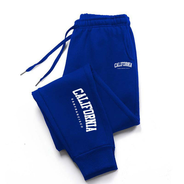 Men Warm Fleece Letter Print Jogger Pants
