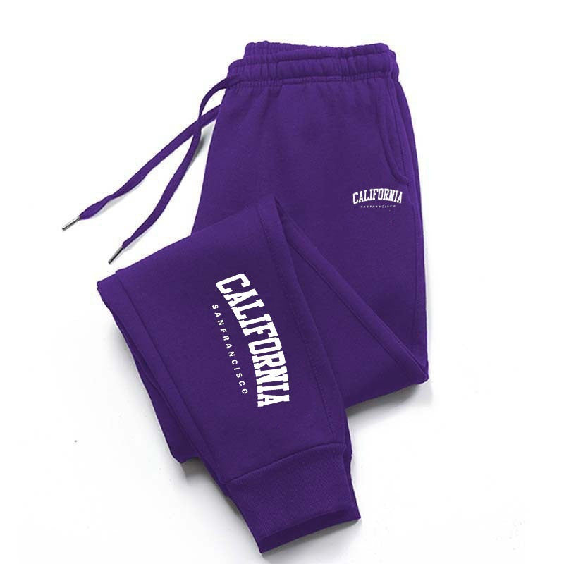 Men Warm Fleece Letter Print Jogger Pants