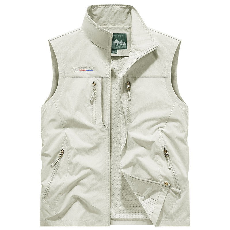 Men Fall Winter Reversible Fleece Lined Vest