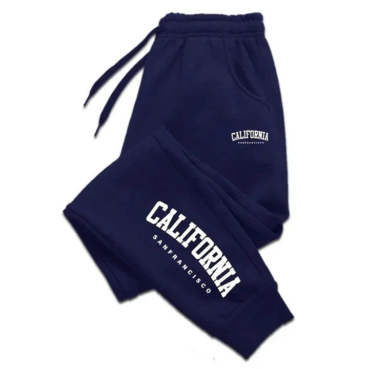 Men Warm Fleece Letter Print Jogger Pants