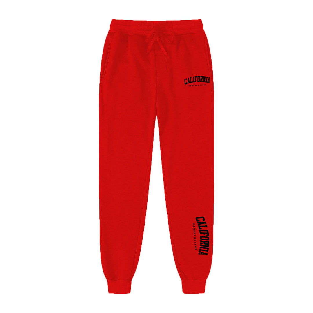 Men Warm Fleece Letter Print Jogger Pants