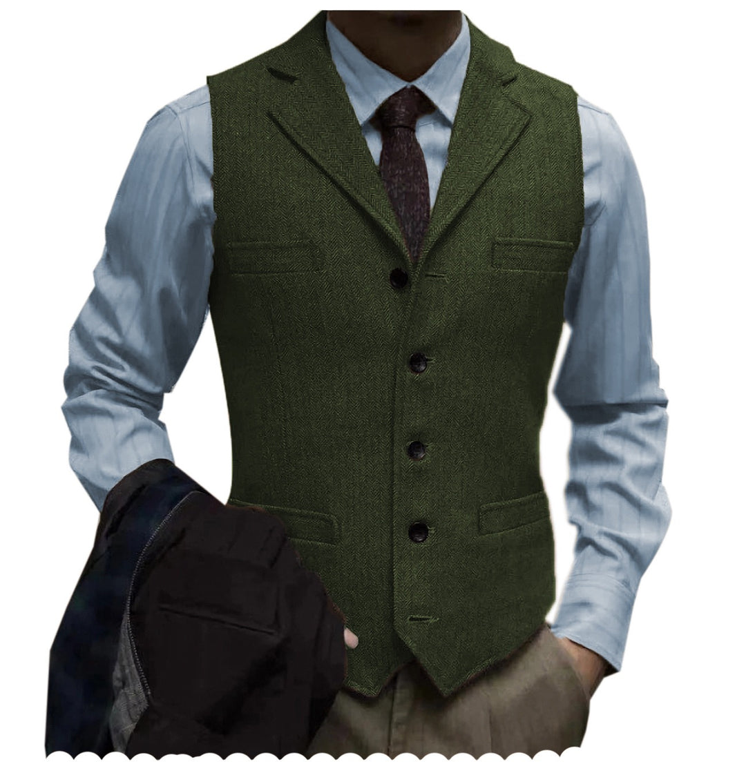 herringbone tweed suit vest