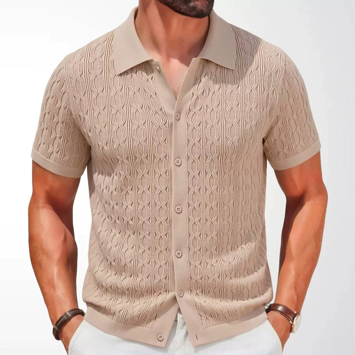 Knit Cotton Shirts for Men Casual Short Sleeve