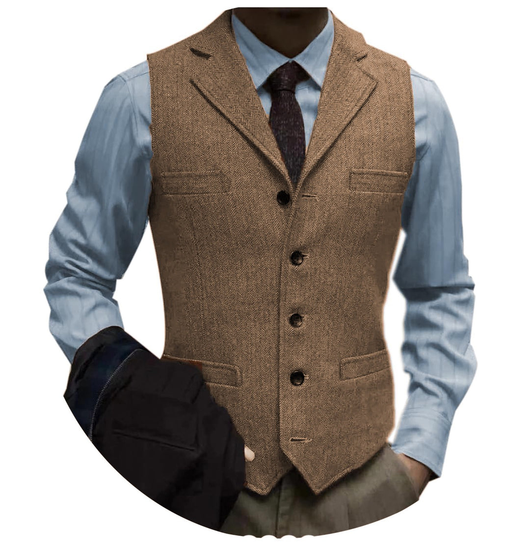 herringbone tweed suit vest