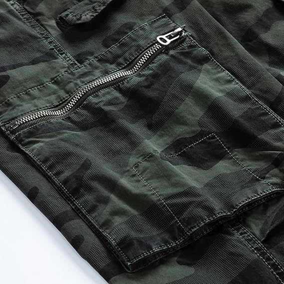 Men's Camouflage Military Cargo Pants Relaxed Fit Zipper Pockets Cotton Cargo Pants