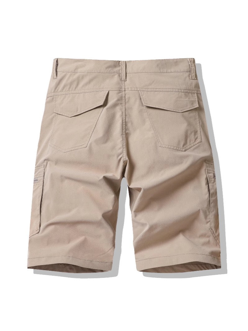 Men's Big & Tall Hiking Cargo Shorts – Zippered Pockets, Breathable & Casual, Elastic Waistband