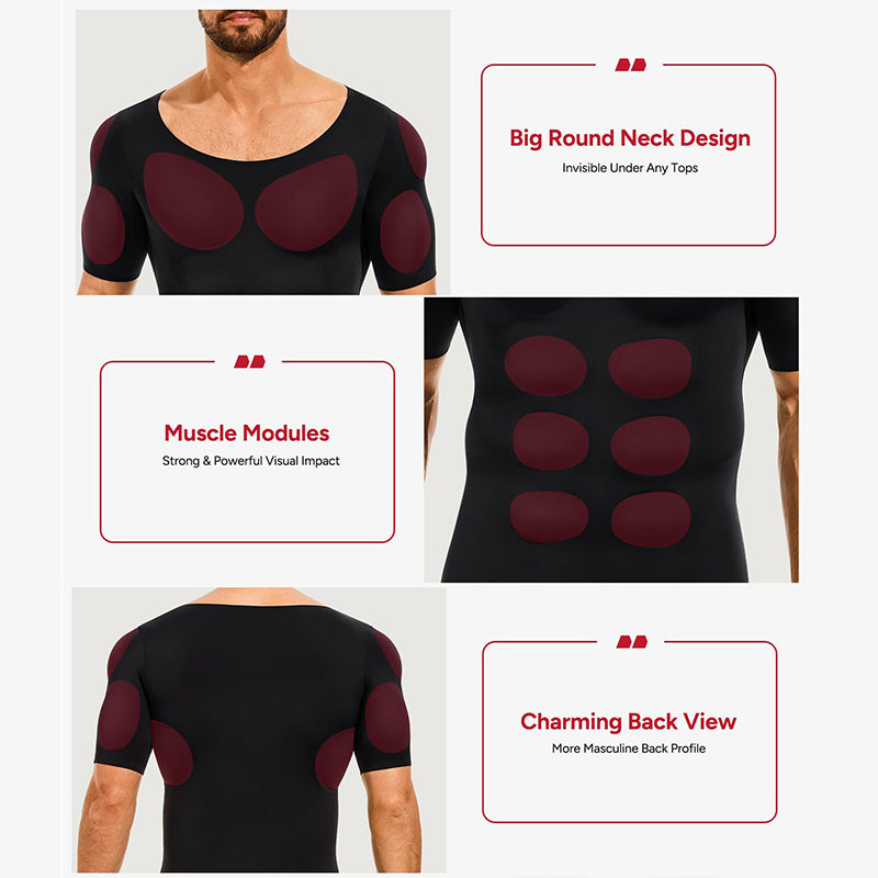 Men Body Shaper Padded Muscle Shirt