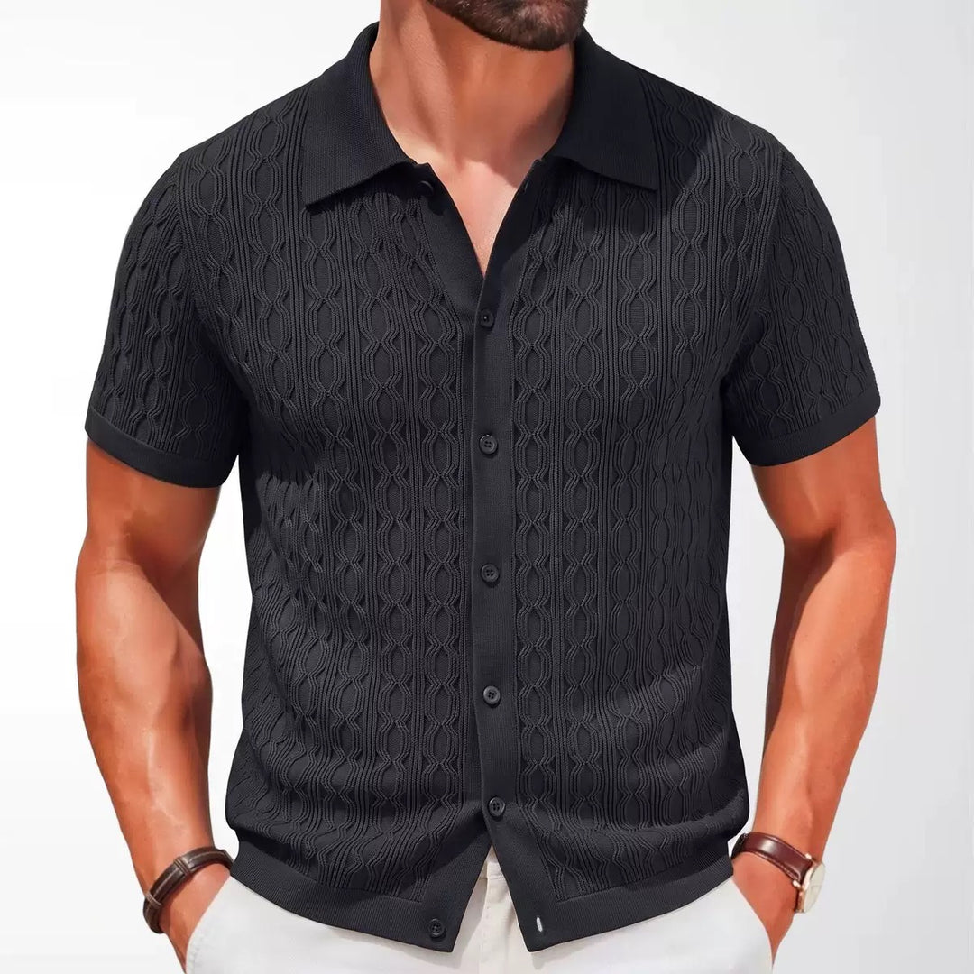 Knit Cotton Shirts for Men Casual Short Sleeve