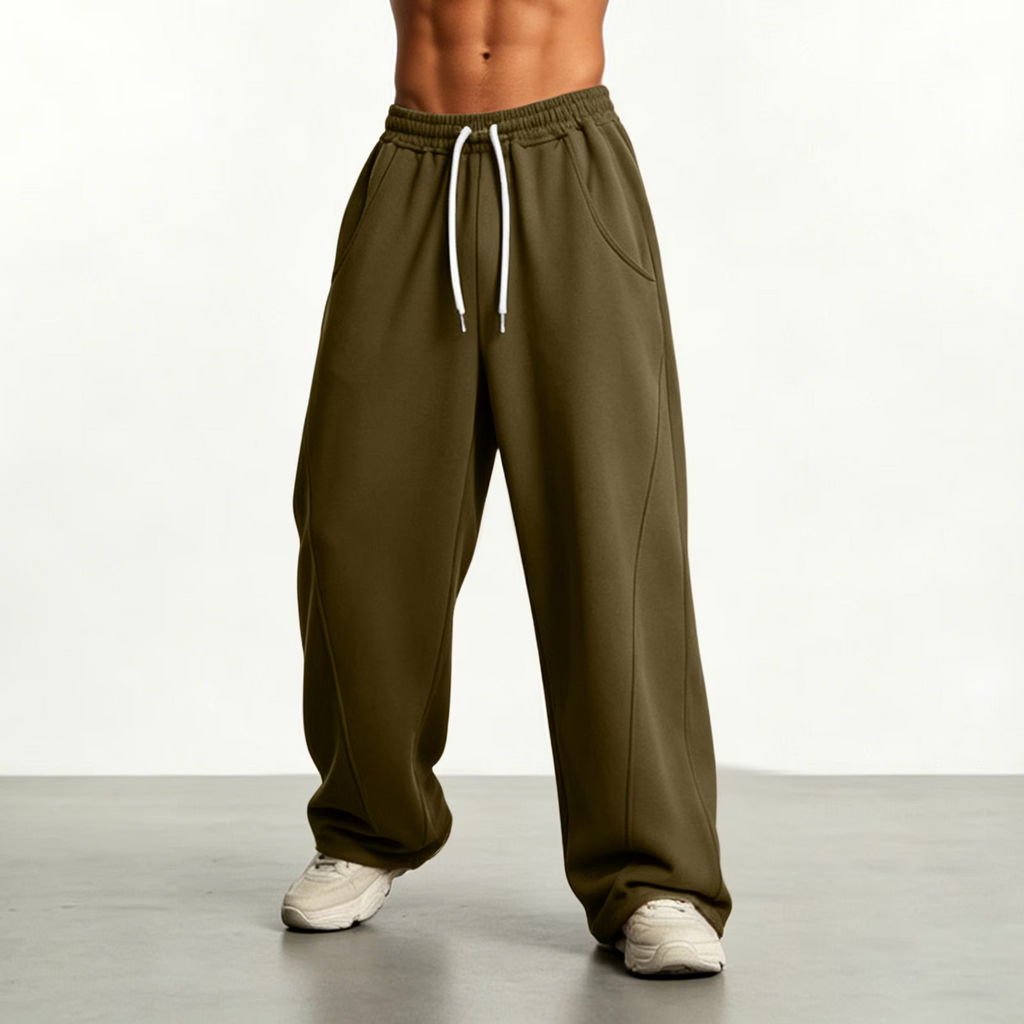Men's solid color loose straight leg casual pants