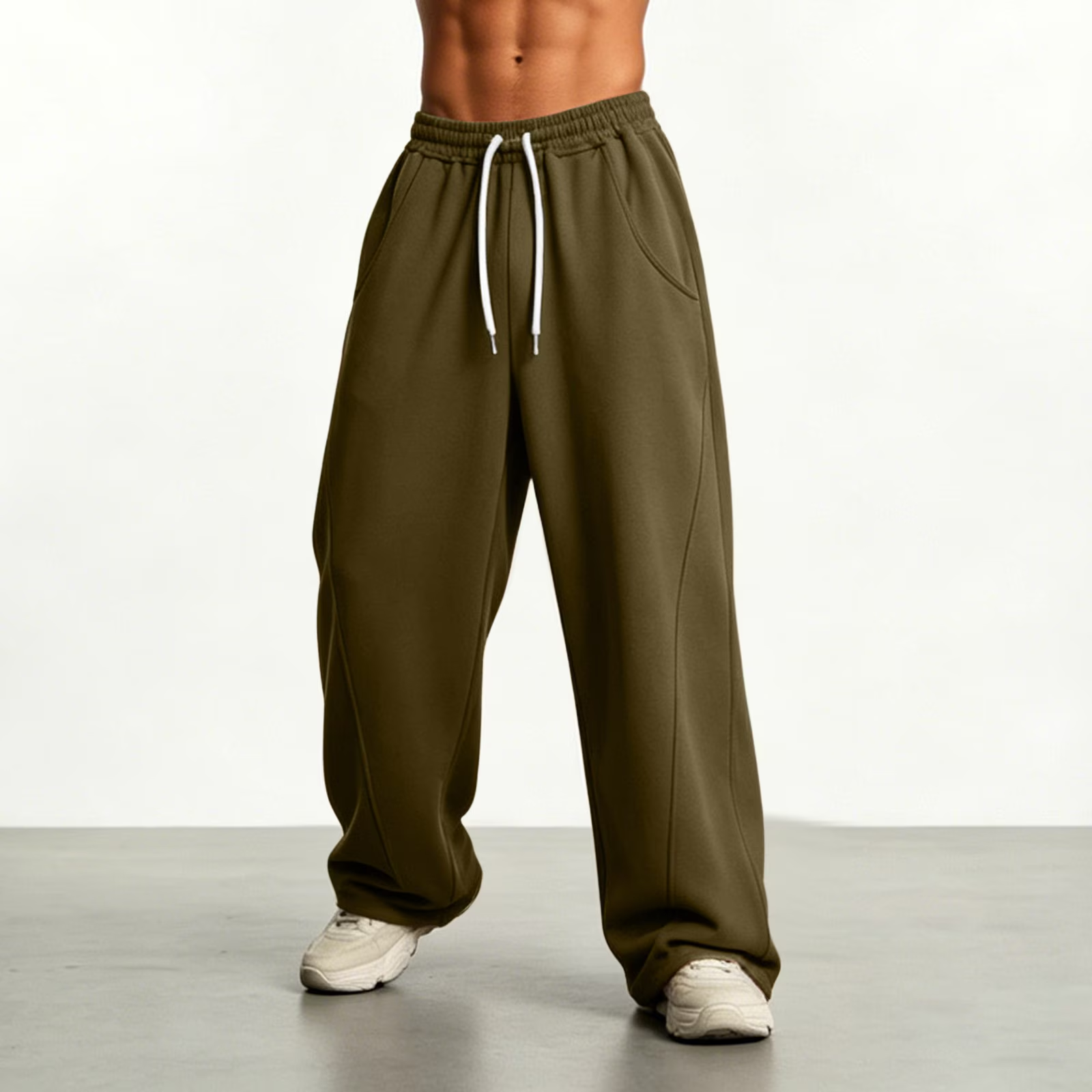 Men's solid color loose straight leg casual pants