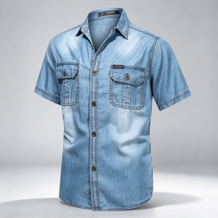 Vintage Multi Pocket Thin Cotton Denim Work Shirt