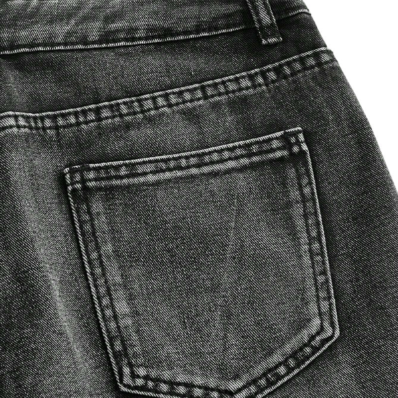 Men's Rhinestone Letter Print Denim Shorts